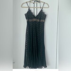 NEW BCBGMAXAZRIA EYELASH LACE STRAPPY SILK DRESS